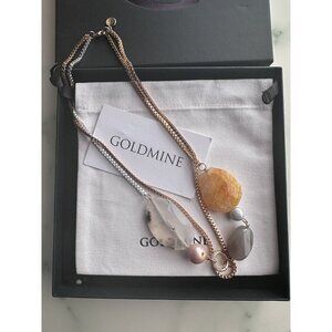 GOLDMINE Sandy Beach Necklace Silver Agate Baroque Pearls